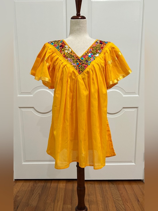 PC. # J-2426 Tops - Jazmin V-Neck Mexican top, hand embroidered.Artisan top. Boho, Hippie, handmade.
